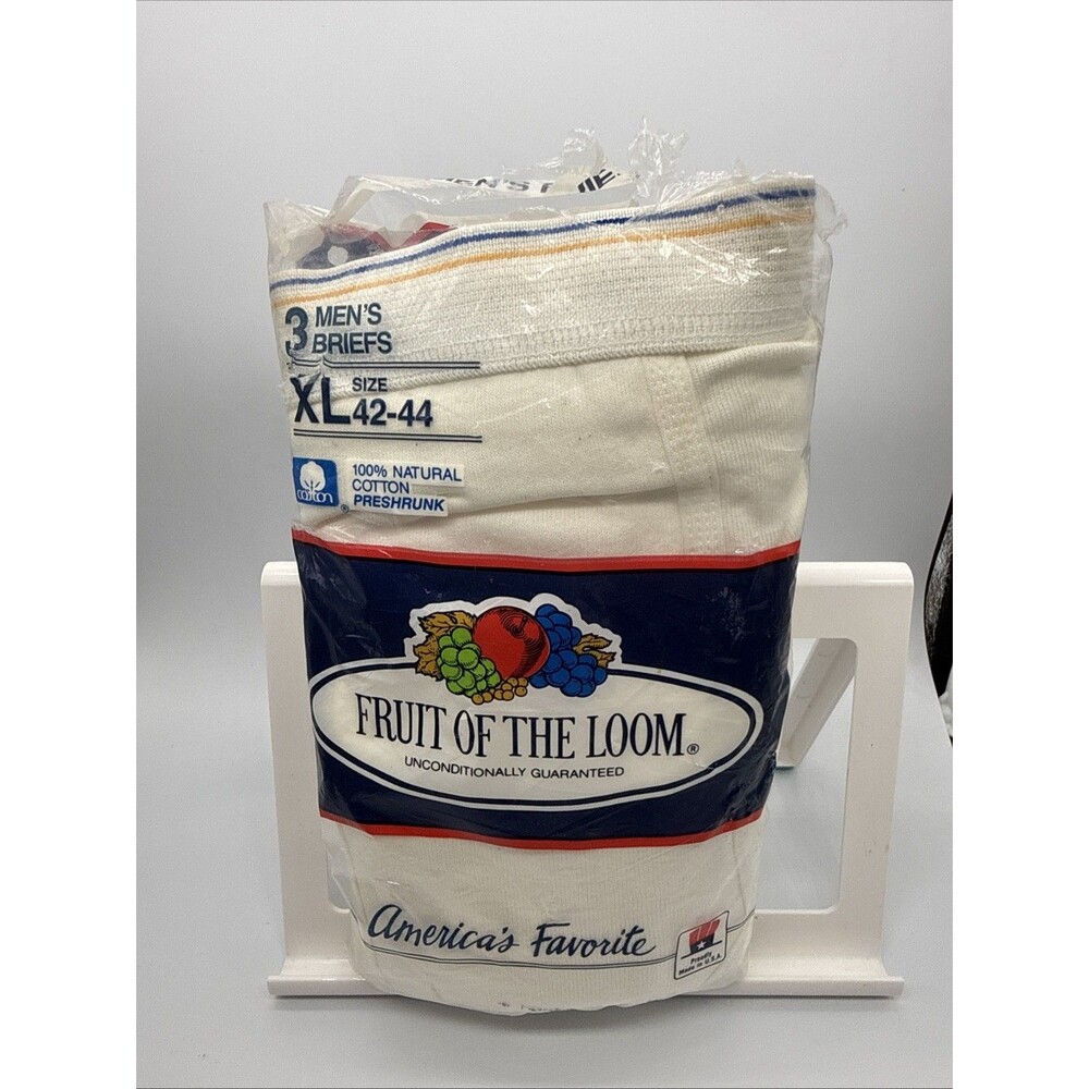 New 3 Pack Vintage 1992 Fruit Of The Loom FTL Briefs Mens XL 42-44 Made In USA